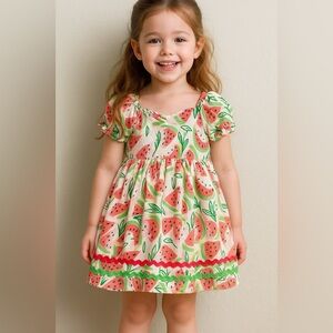 Isaac Mizrani Watermelon Print Kids Dress